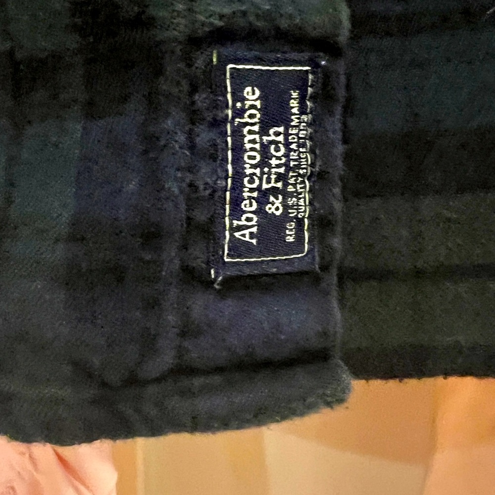 Abercrombie & Fitch Button Up Flannel Shirt Mens Sz S Green Blue Plaid Soft